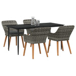 HKH Conjunto de Jantar de 5 Peças Cinza em Rattan Sintético - Cinzento