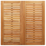 Conjunto de Jantar de 3 Peças HKH Madeira de Teca Maciça, Mesa de Jantar Ao Ar Livre HKH 90x90x74.5 Cm Madeira de Teca Maciça, Cadeiras de Jardim Empilháveis HKH 2 Pcs Madeira de Teca Maciça e Aço - Castanho