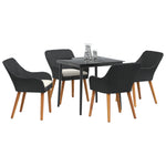 HKH Conjunto de Jantar de Jardim com 5 Peças em Rattan Poliéster - Preto