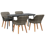 HKH Conjunto de Jantar para Jardim de 5 Peças em Rattan - Cinzento