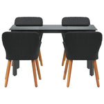 HKH Conjunto de Jantar para Jardim de 5 Peças Rattan Sintético - Preto