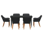 HKH Conjunto de Jantar de Jardim de 7 Peças em Rattan - Preto