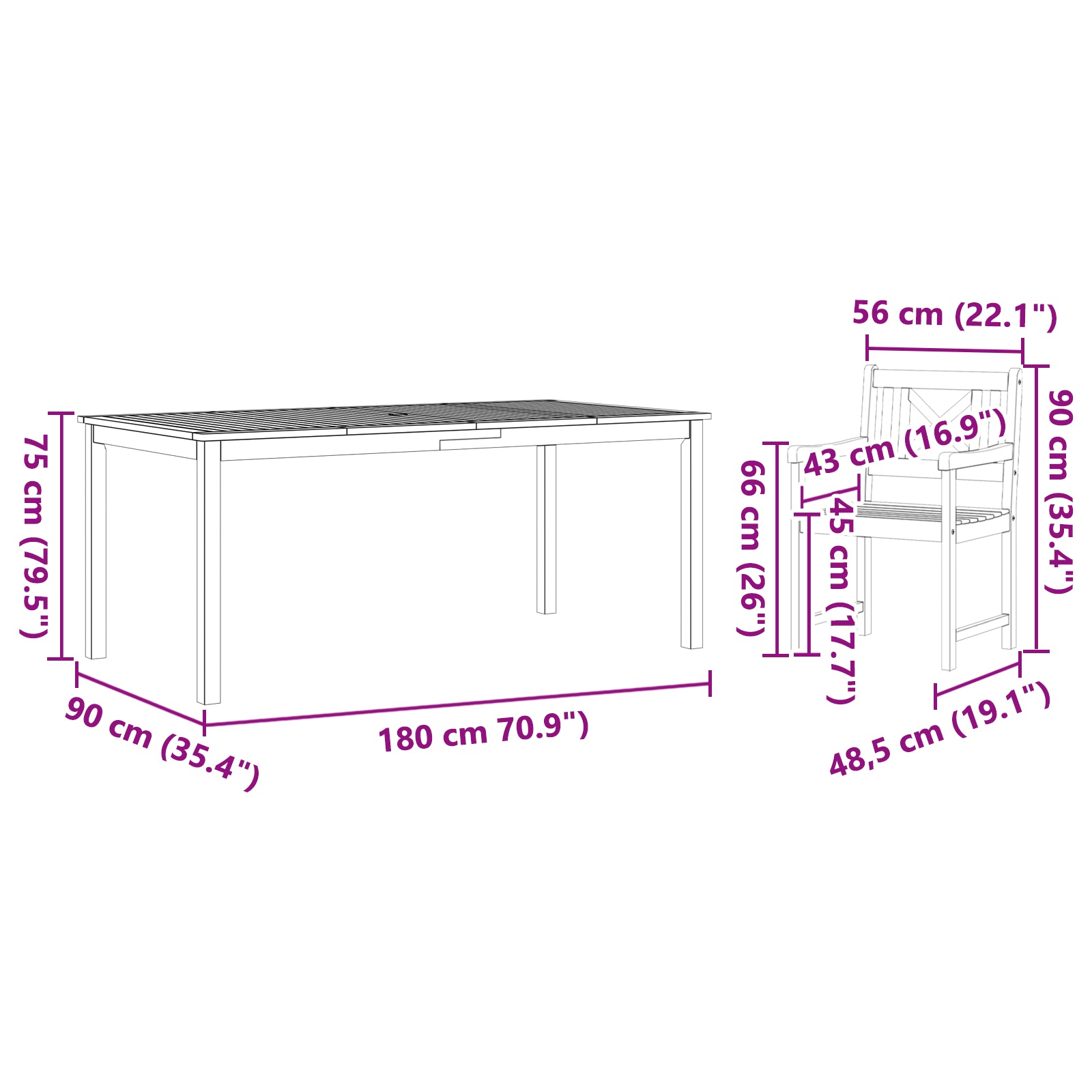 HKH Cadeiras de Jardim 2 Pcs 56x56x90 Cm Madeira Maciça de Acácia - Castanho