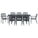 Conjunto de Mobiliário de Corredor HKH 9 Peças Aço Antracite, Mesa de Jardim Extensível HKH Antracite (140-210)x90x73 Cm Aço, Cadeiras de Jardim 4 Pcs Empilháveis Antracite Aço - Cinzento