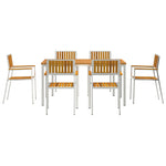 HKH Conjunto de Jantar de Jardim de 7 Peças em Madeira Sólida de Acácia com Mesa de Jantar 150x90x75 Cm + 2 Cadeiras Empilháveis + 4 Cadeiras Empilháveis - Castanho
