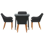 HKH Conjunto de Jantar de Jardim com 5 Peças em Rattan Poliéster - Preto