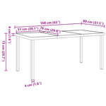 HKH Conjunto de Jantar de Jardim de 5 Peças com Almofadas em Vime , Mesa de Jardim HKH Preta 160x80x73 Cm Vidro Temperado - Bege