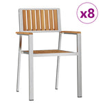 Conjunto de Jantar de Jardim HKH de 9 Peças de Madeira Maciça de Teca, Mesa de Jantar Externa HKH 200x90x74,5 Cm de Madeira Maciça de Teca, Cadeiras de Jardim Empilháveis HKH 4 Pcs de Madeira Maciça de Teca e Metal - Branco