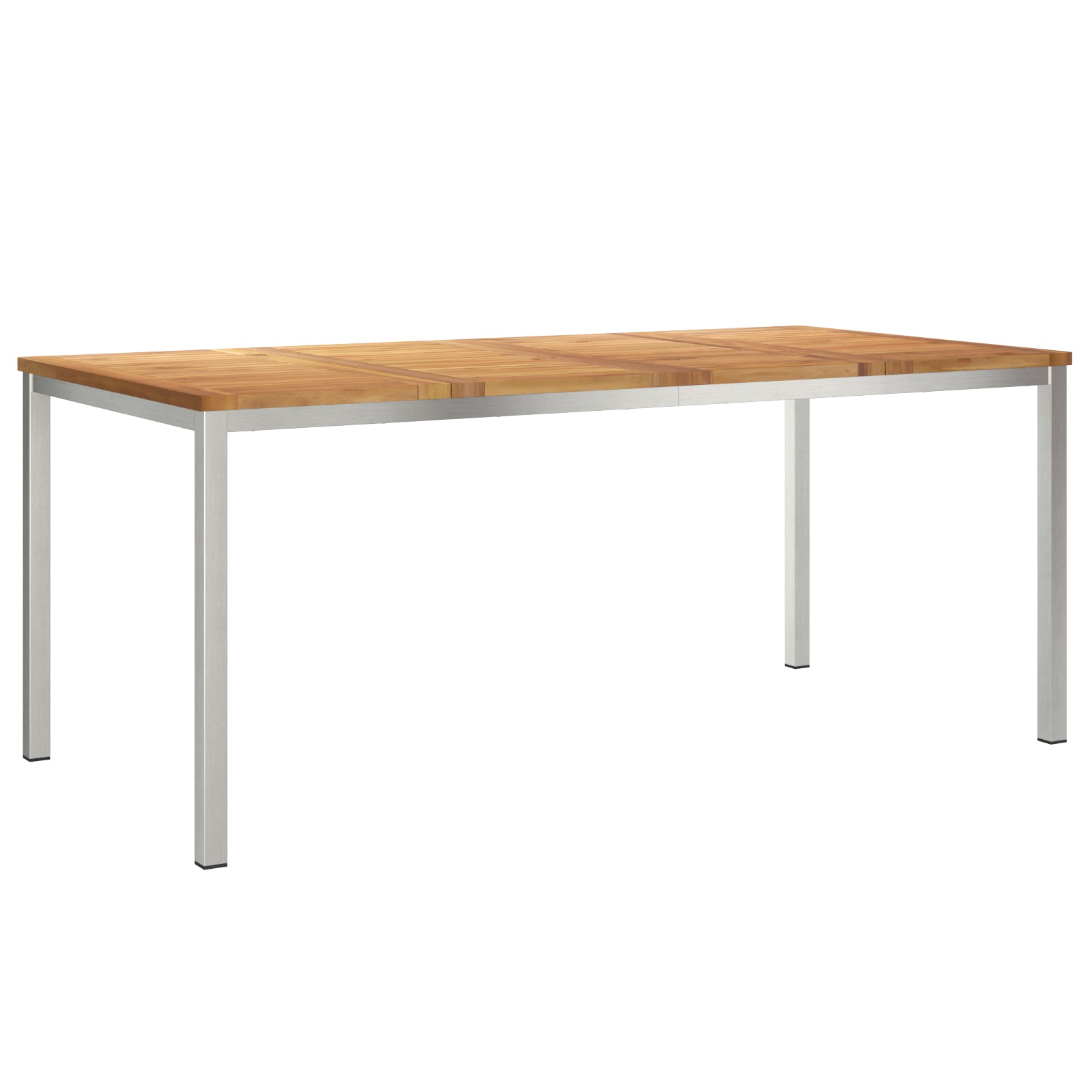 HKH Juego de Comedor de Jardín de 7 Piezas de Madera de Teca Maciza con Mesa de Comedor de 180x90x75 Cm + 2 Sillas Apilables + 4 Sillas Apilables - Beige