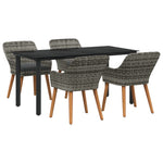HKH Conjunto de Jantar de Jardim com 5 Peças em Rattan Cinza - Cinzento