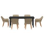 HKH Conjunto de Jantar de Jardim de 7 Peças em Rattan - Bege