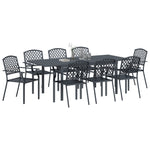 Conjunto de Mobiliário de Corredor HKH 9 Peças Aço Antracite, Mesa de Jardim Extensível HKH Antracite (140-210)x90x73 Cm Aço, Cadeiras de Jardim 4 Pcs Empilháveis Antracite Aço - Cinzento