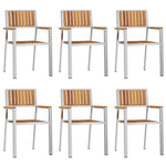 HKH Conjunto de Jantar de Jardim de 7 Peças em Madeira de Acácia com Mesa de Jantar 180x90x75 Cm + 2 Cadeiras Empilháveis + 4 Cadeiras Empilháveis - Castanho