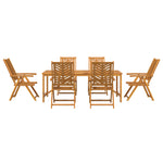 HKH Conjunto de Jantar de Jardim de 7 Peças em Madeira Maciça de Acácia - Castanho