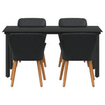 HKH Conjunto de Jantar de 5 Peças Rattan Sintético - Preto