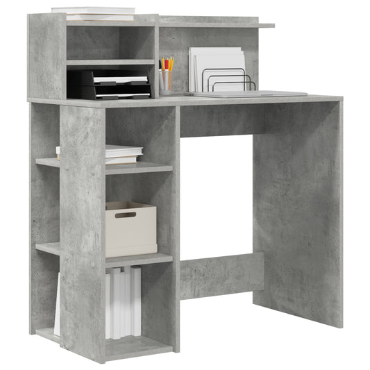 HKH Mesa con Almacenamiento Gris Concreto .5 Cm Madera Sintética
