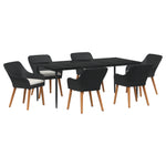 HKH Conjunto de Jantar de Jardim 7 Peças Polyrattan - Preto