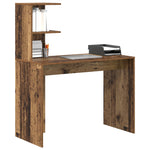 Escritorio de madera maciza HKH, color madera, acabado envejecido medio