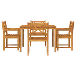 Conjunto de Jantar para Jardim HKH 5 Peças em Madeira Sólida de Acácia, Cadeiras de Jardim HKH 2 Pcs 56x56x90 Cm em Madeira Sólida de Acácia - Castanho