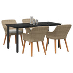 HKH Conjunto de Jantar para Jardim de 5 Peças em Rattan Poly - Bege