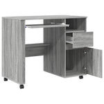 HKH Mesa de ordenador Gris Gris Sonoma Madera de Ingeniería Mediana