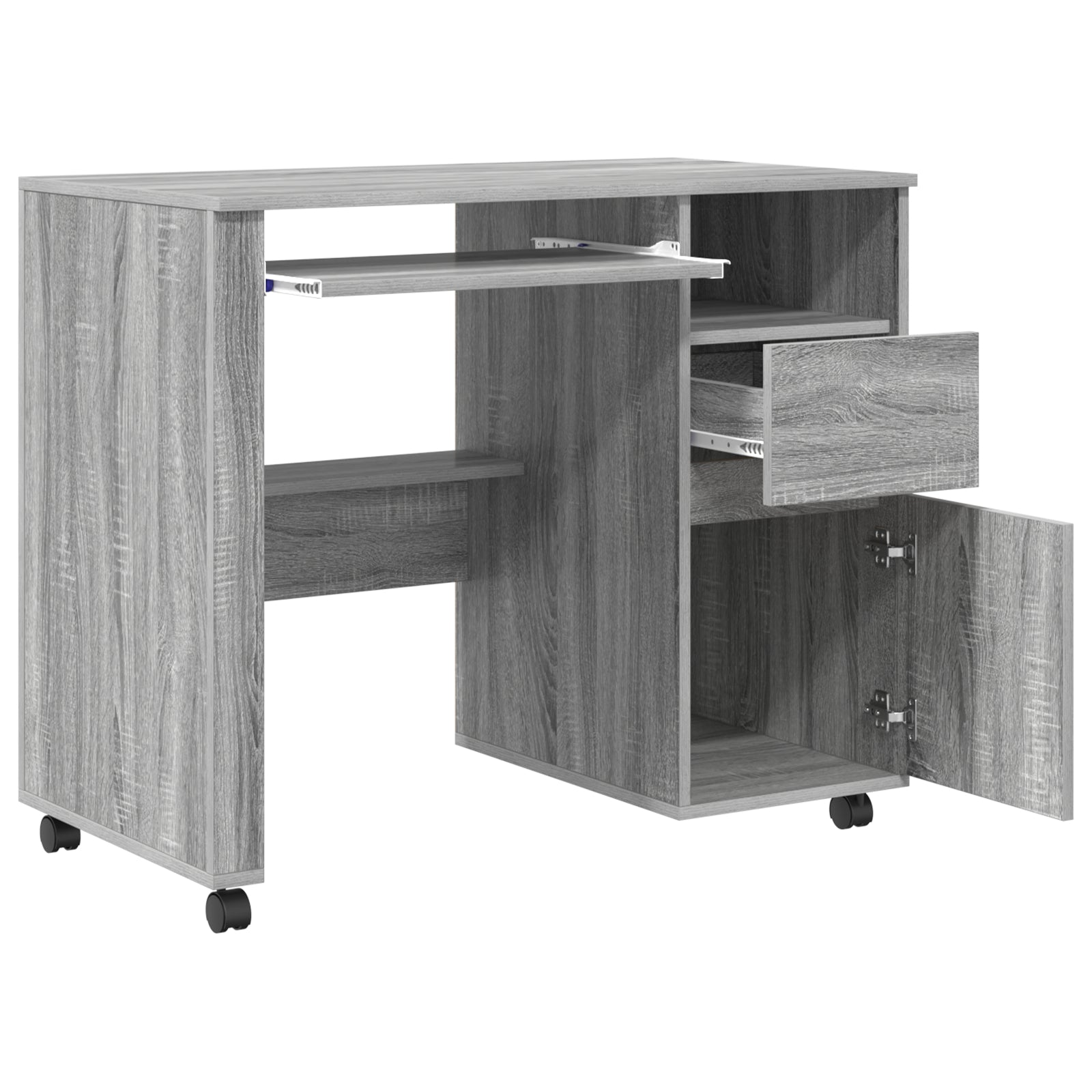 HKH Mesa de ordenador Gris Gris Sonoma Madera de Ingeniería Mediana