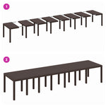 Mesa de Jardim HKH Castanha 400x100x73 Cm Poly Rattan, Mesa de Jardim HKH Castanha 250x100x73 Cm Poly Rattan, Mesa de Jardim HKH Castanha 150x100x73 Cm Poly Rattan - Castanho