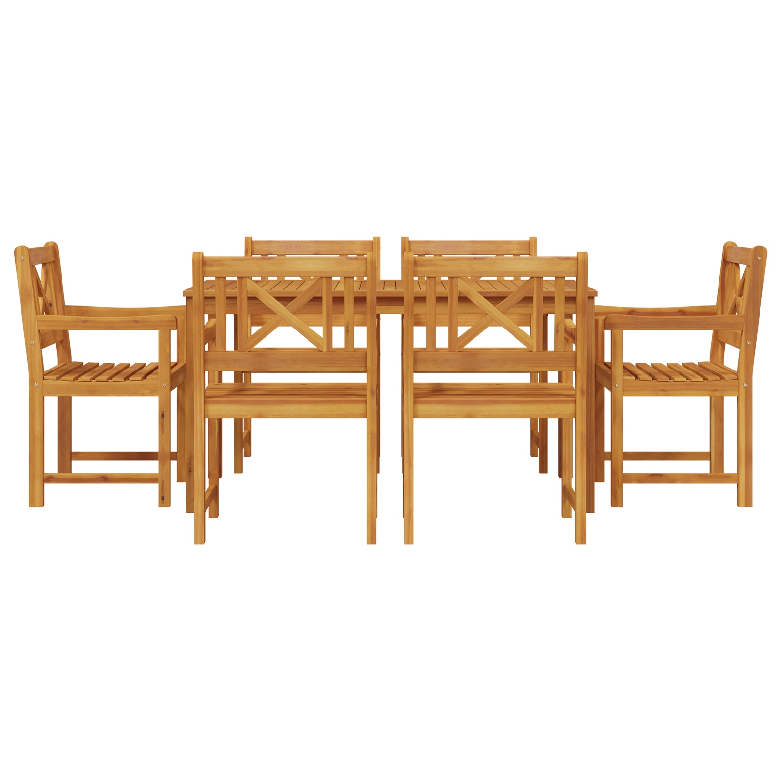 HKH Conjunto de Jantar de Jardim 7 Peças de Madeira Sólida de Acácia - Castanho