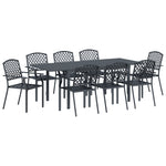 Conjunto de Mobiliário de Corredor HKH 9 Peças Aço Antracite, Mesa de Jardim Extensível HKH Antracite (140-210)x90x73 Cm Aço, Cadeiras de Jardim 4 Pcs Empilháveis Antracite Aço - Cinzento