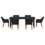 HKH Conjunto de Jantar de 7 Peças em Polyrattan - Preto