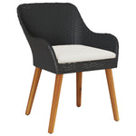 HKH Conjunto de Jantar para Jardim de 5 Peças Rattan Sintético - Preto