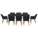 HKH Conjunto de Jantar de Jardim de 9 Peças Poli Rattan - Preto