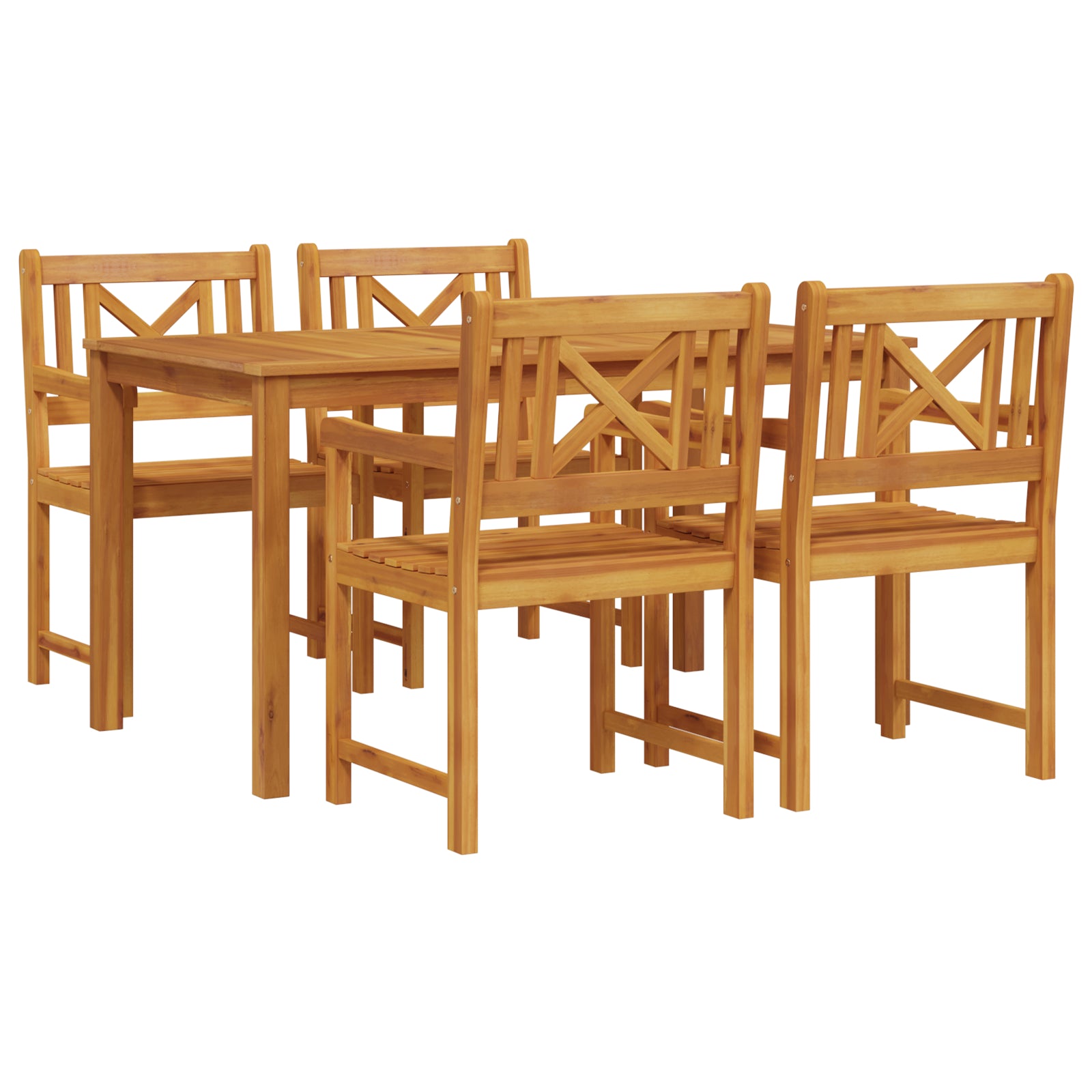 HKH Conjunto de Jantar de 5 Peças Madeira Maciça de Acácia - Castanho