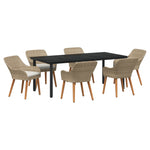 HKH Conjunto de Jantar de Jardim de 7 Peças em Rattan - Bege