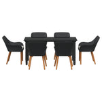 HKH Conjunto de Jantar de Jardim de 7 Peças de Rattan de Poliéster - Preto