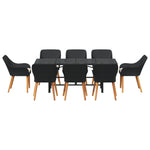 HKH Conjunto de Jantar de Jardim de 9 Peças em Rattan - Preto