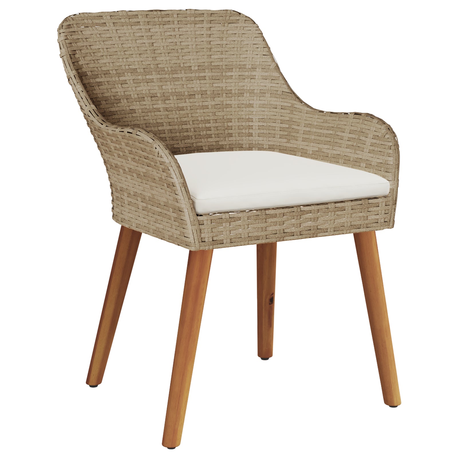 HKH Conjunto de Jantar de Jardim 7 Peças Rattan Poliéster - Bege