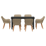 HKH Conjunto de Jantar de Jardim de 7 Peças Rattan Poly - Bege
