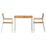 Conjunto de Jantar de 3 Peças HKH Madeira de Teca Maciça, Mesa de Jantar Ao Ar Livre HKH 90x90x74.5 Cm Madeira de Teca Maciça, Cadeiras de Jardim Empilháveis HKH 2 Pcs Madeira de Teca Maciça e Aço - Castanho