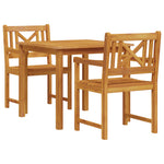 Conjunto de Jantar Jardim HKH 3 Peças Madeira Maciça Acácia, Cadeiras de Jardim HKH 2 Pcs 56x56x90 Cm Madeira Maciça Acácia - Castanho