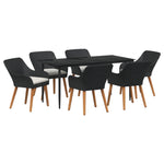 HKH Conjunto de Jantar de Jardim de 7 Peças em Rattan - Preto