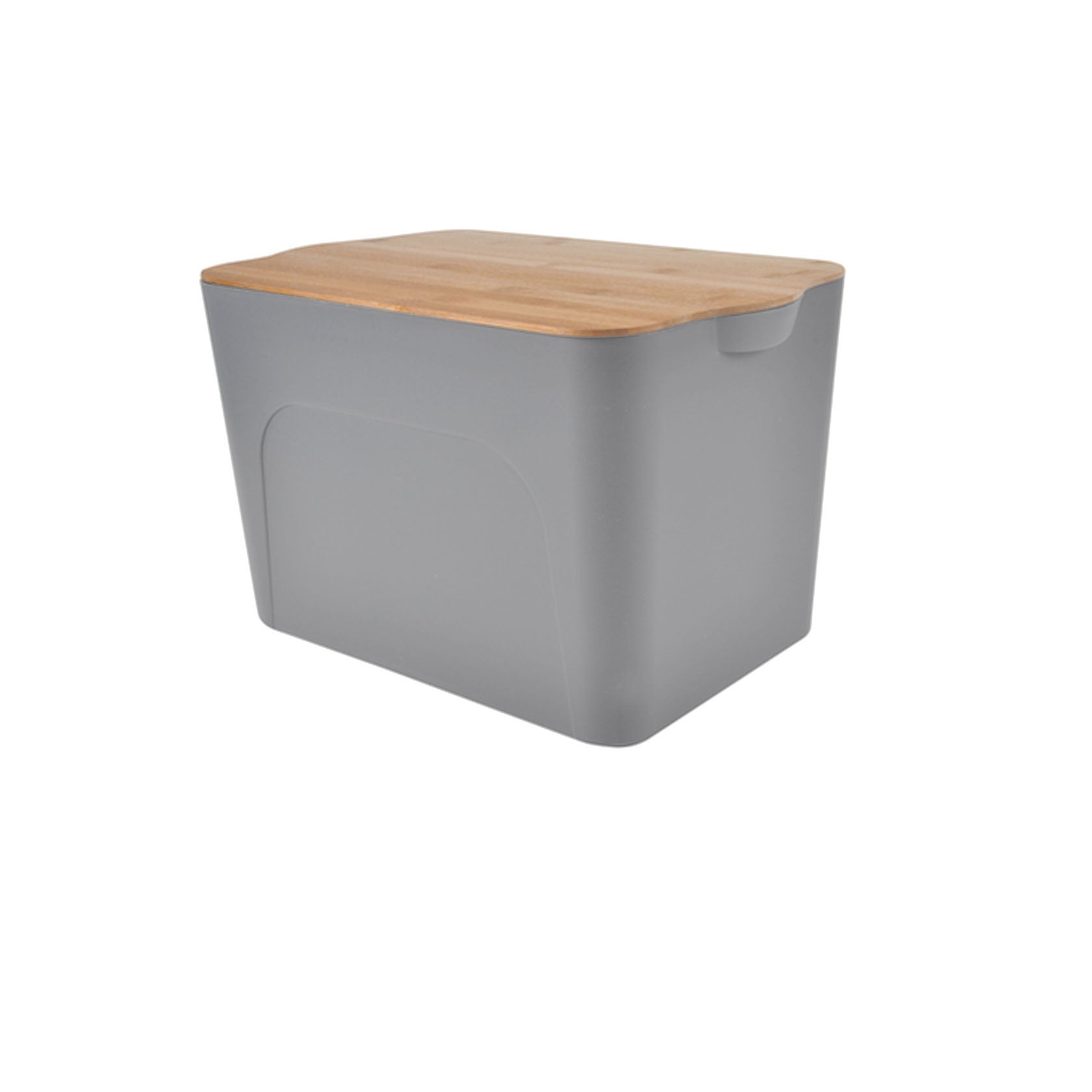 Basic Kool Caja de Almacenamiento Plástico Antracita Tapa Bambú 26 L