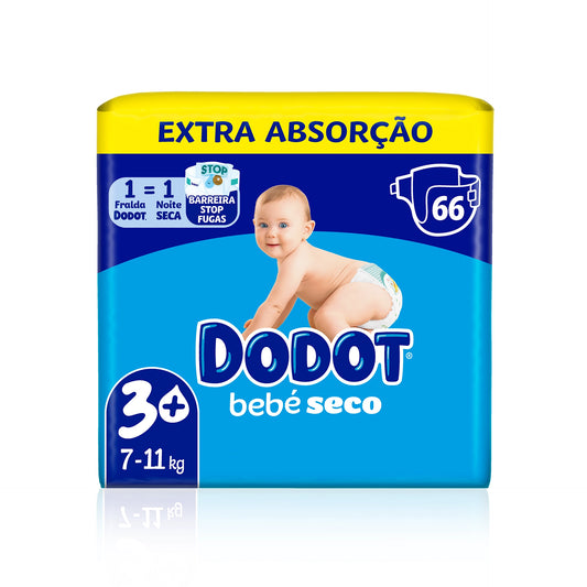 Dodot Bebé Seco Extra Fraldas T3 7-11 kg 66 un