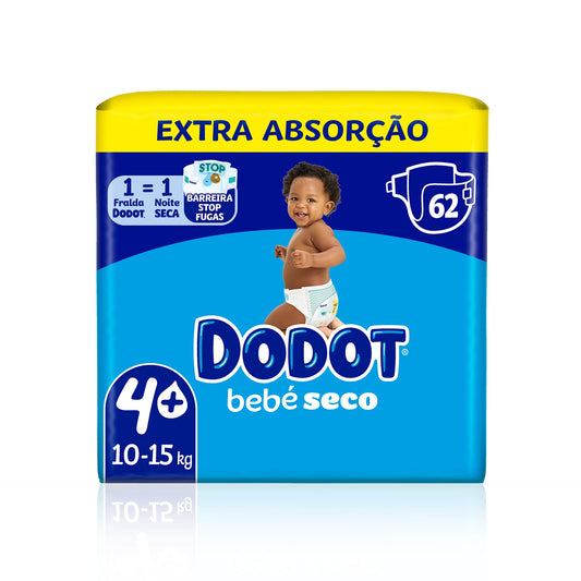 Dodot Bebé Seco Extra Fraldas T4 10-15 kg 62 un
