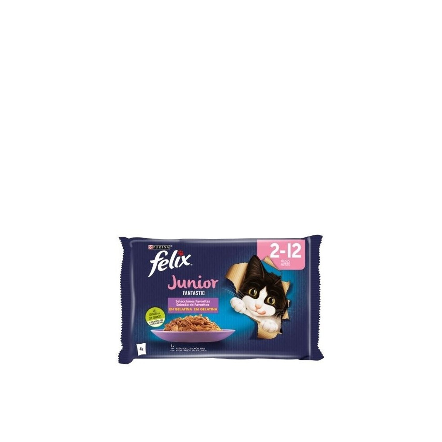 Purina Felix Fantastic Junior Comida Húmeda para Gatos en Gelatina Pack 4 x 85 gr