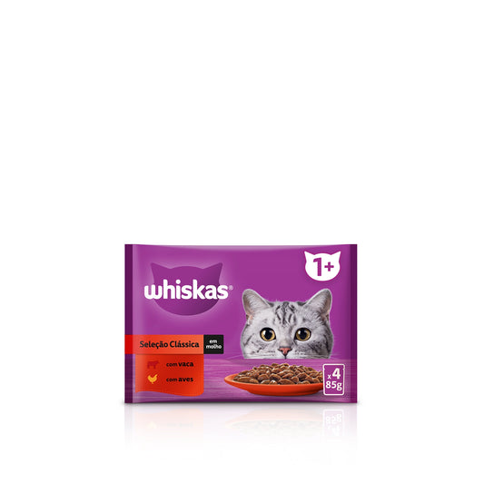 Whiskas Comida Húmida para Gato Seleção de Carnes em Molho 4 x 85 gr