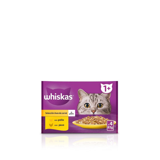 Whiskas Comida Húmida para Gato Seleção de Aves em Gelatina 4 x 85 gr