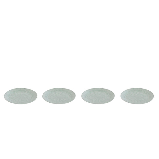HKH Conjunto 4 Pratos Rasos Cerâmica Esmaltados Mandala