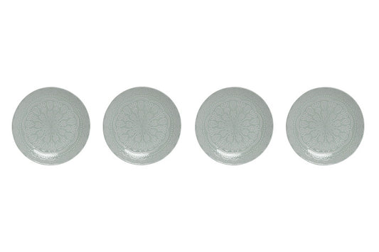 HKH Conjunto 4 Pratos Rasos Cerâmica Esmaltados Mandala