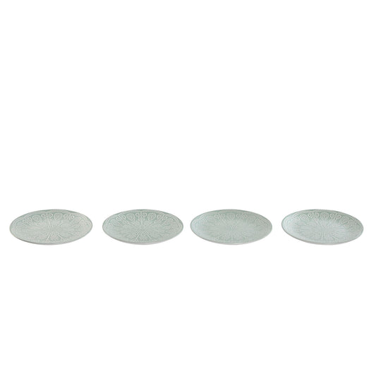 HKH Conjunto 4 Pratos Sobremesa Cerâmica Esmaltados Mandala